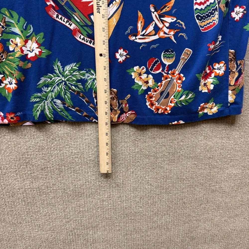 Polo Ralph Lauren Polo Bear Hawaiian Tropical Print T-Shirt Blue XXL Classic Fit